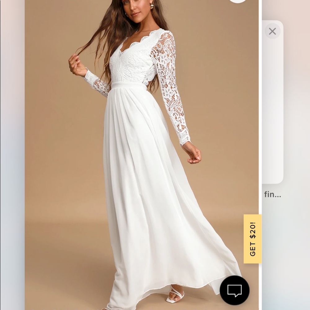 Awaken My Love White Long Sleeve Lace Maxi Dress